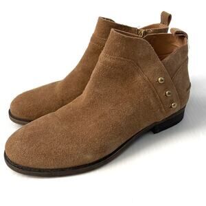 Franco Sarto Kelton brown suede studded booties size 7 size zip